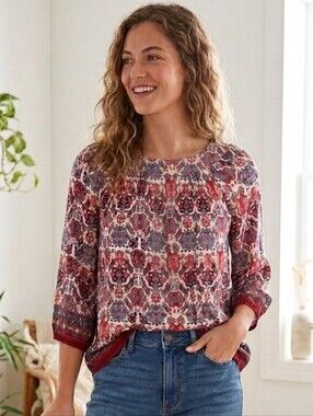 {Artisan NY} Women's Plus Size Mosaic Print Rayon Blouse
